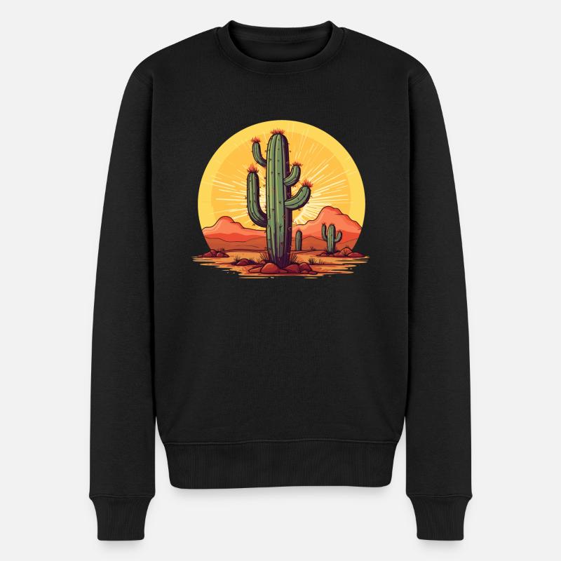 Kaktus - Männer Premium Bio Pullover - Schwarz