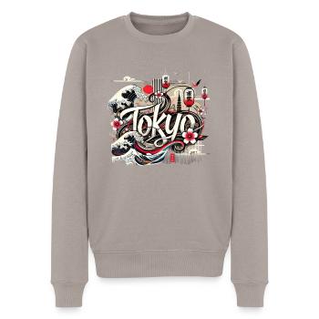Tokyo Metropole in Japan - Männer Premium Bio Pullover - Taupe - Vorne - Nico (187cm)