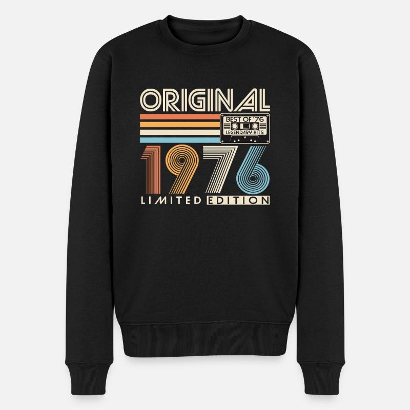 Original 1976 Vintage Jahrgang Retro Geburtstag - Männer Premium Bio Pullover - Schwarz