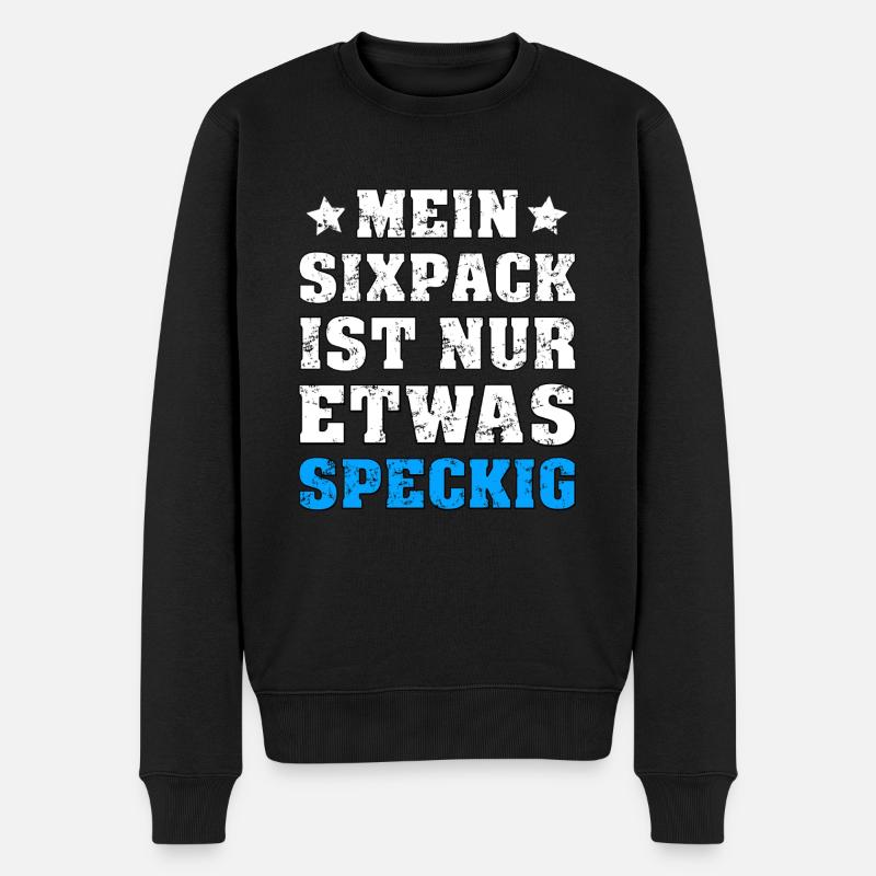 Sixpack Speckig - Männer Premium Bio Pullover - Schwarz