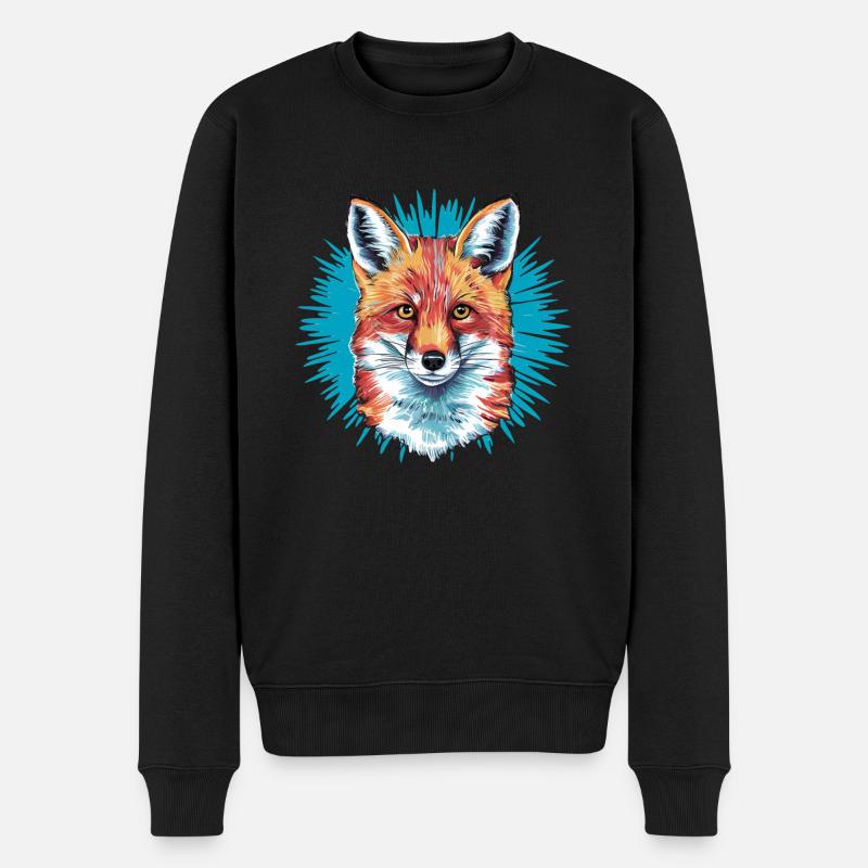 Fuchs - Illustration - Männer Premium Bio Pullover - Schwarz