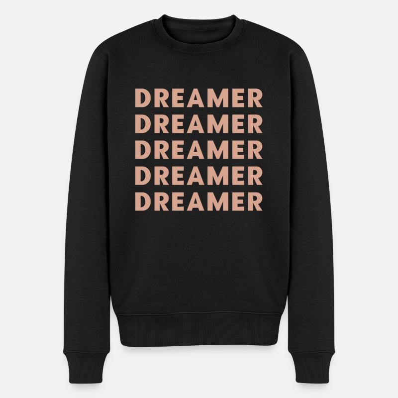 Dreamer, repeat Motivation text - Men's Premium Organic Jumper - black