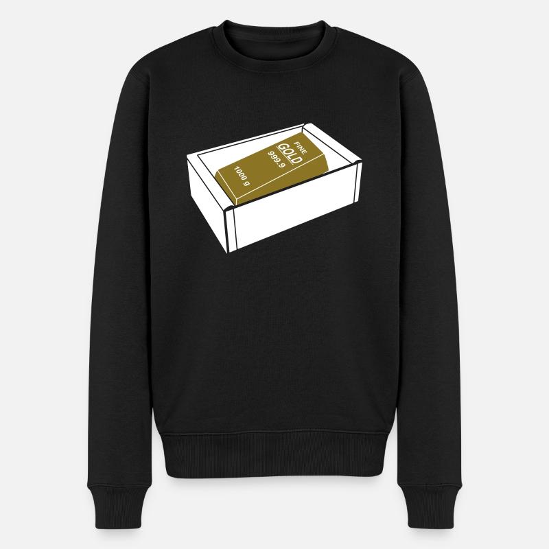 Box mit Goldbarren - Männer Premium Bio Pullover - Schwarz
