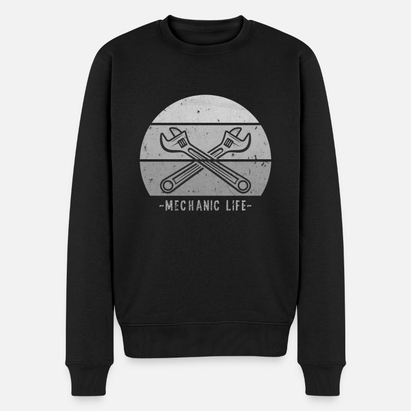 Design mécanique d’inspiration vintage, noir et gris - Pull Premium bio Homme - noir
