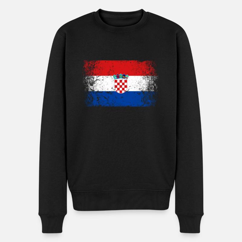 Kroatien Kroatisch Flagge Vintage - Männer Premium Bio Pullover - Schwarz