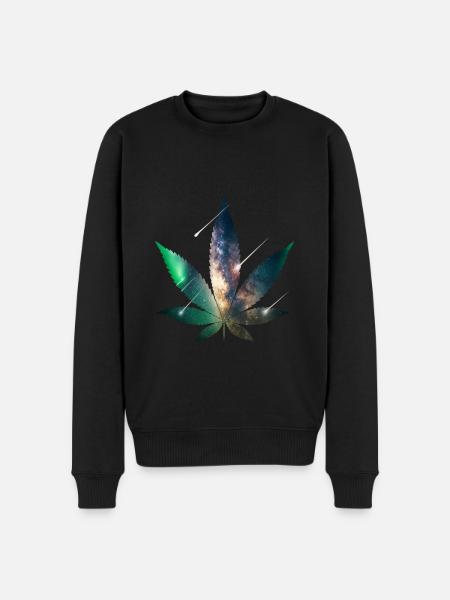 Galaxy Hanfblatt - Cannabis - Weed - Männer Premium Bio Pullover - Schwarz