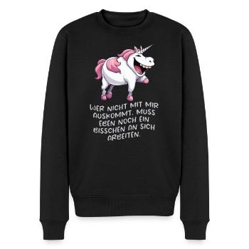 Wer nicht mit mir auskommt, muss eben noch ein... - Männer Premium Bio Pullover - Schwarz - Vorne - Nico (187cm)