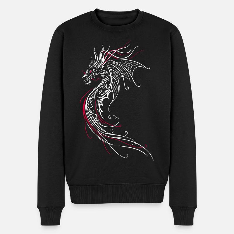 Drache Fantasy Feuerdrache rot - Männer Premium Bio Pullover - Schwarz