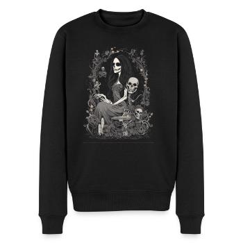 Wunderschöne, märchenhafte Horror Skelett Frau - Männer Premium Bio Pullover - Schwarz - Vorne - Nico (187cm)