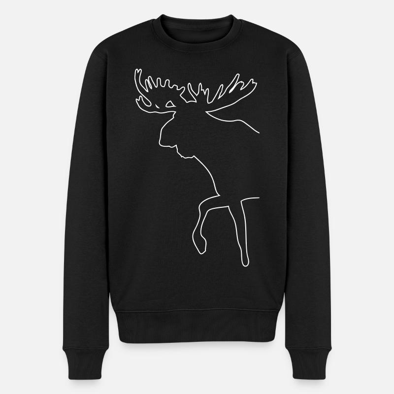Elch - Moose - Männer Premium Bio Pullover - Schwarz