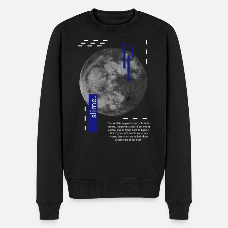 Graphique de lune avec citation - Pull Premium bio Homme - noir