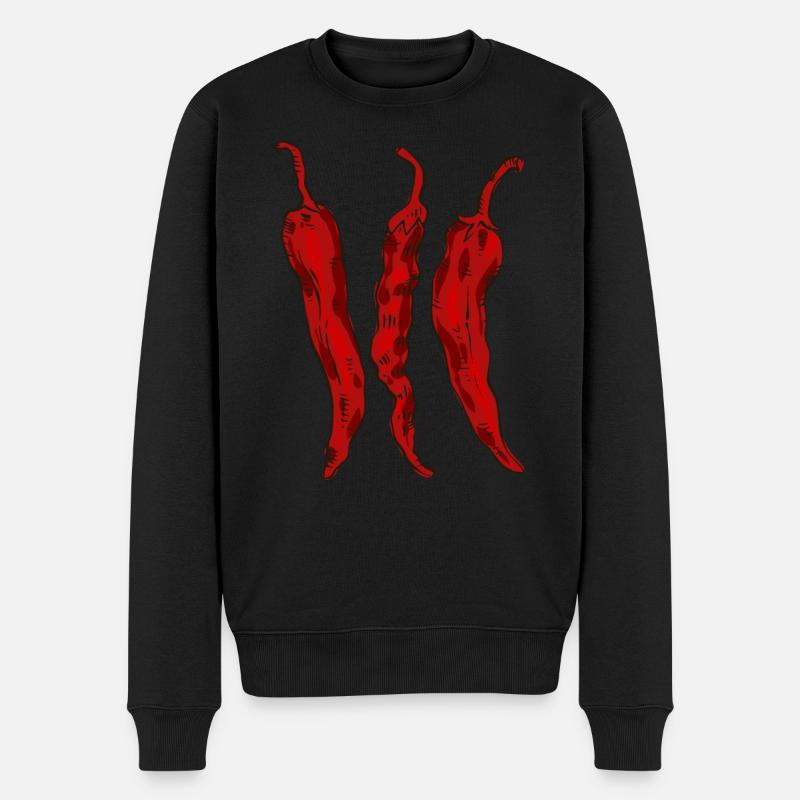 Chilli Peppers - Männer Premium Bio Pullover - Schwarz