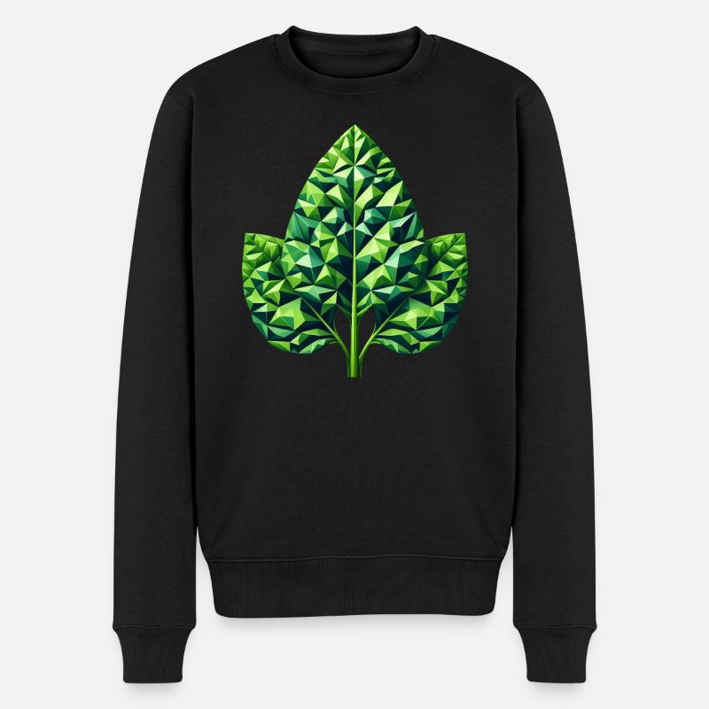 Épinards géométriques splendeur feuille verte - Pull Premium bio Homme - noir
