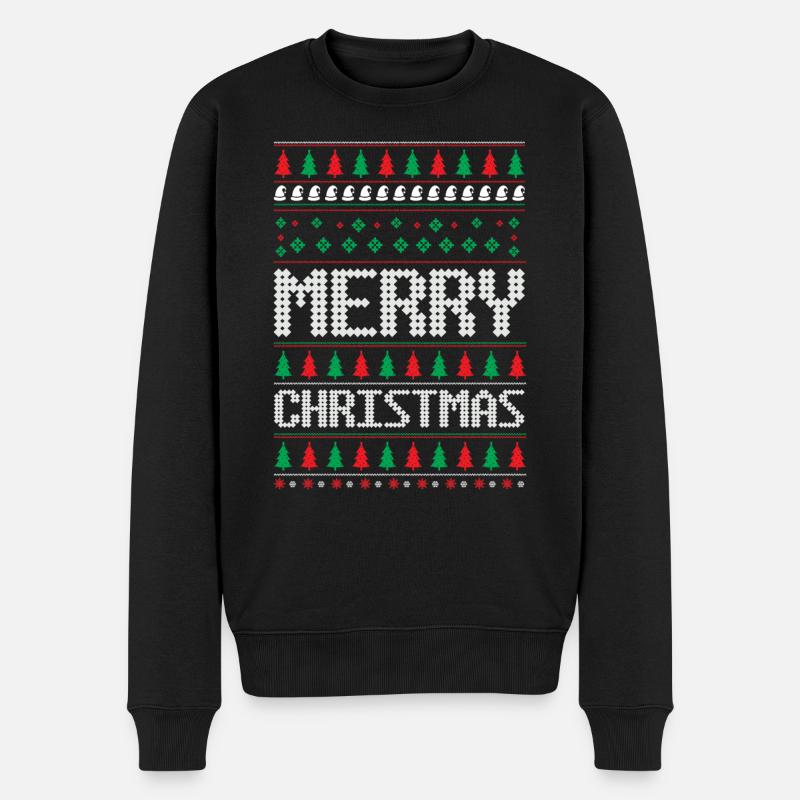 Frohe Liftmas Hässlicher Weihnachtspullover - Männer Premium Bio Pullover - Schwarz