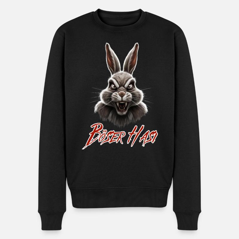 Böser Hasi - cooles lustiges Hasen Fun - Männer Premium Bio Pullover - Schwarz