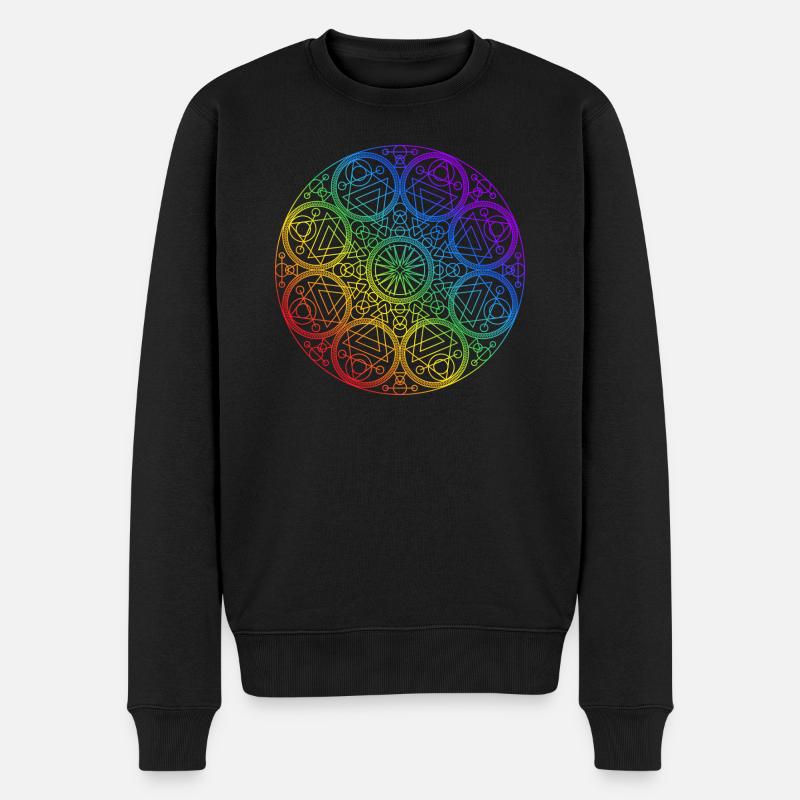 Mandala chakra rond - Pull Premium bio Homme - noir
