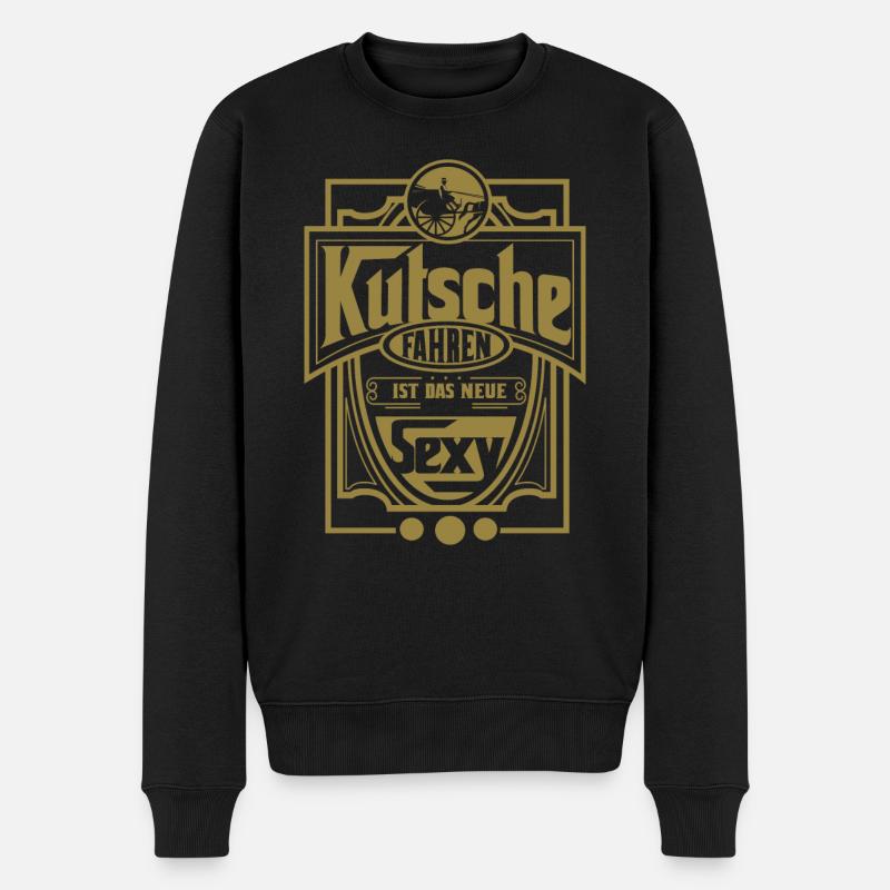Kutschenfahrer Kutsche Pferd Pferdekutsche - Männer Premium Bio Pullover - Schwarz