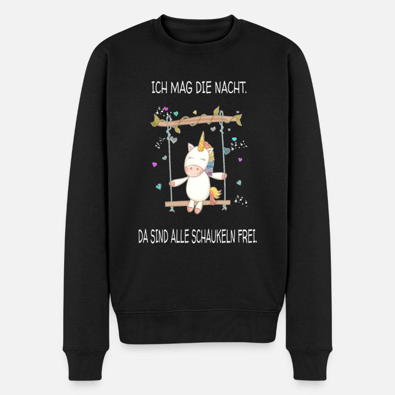 Lustiges Schaukel-Einhorn - Männer Premium Bio Pullover - Schwarz