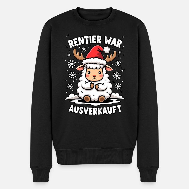 Schaf Rentier war ausverkauft - Männer Premium Bio Pullover - Schwarz