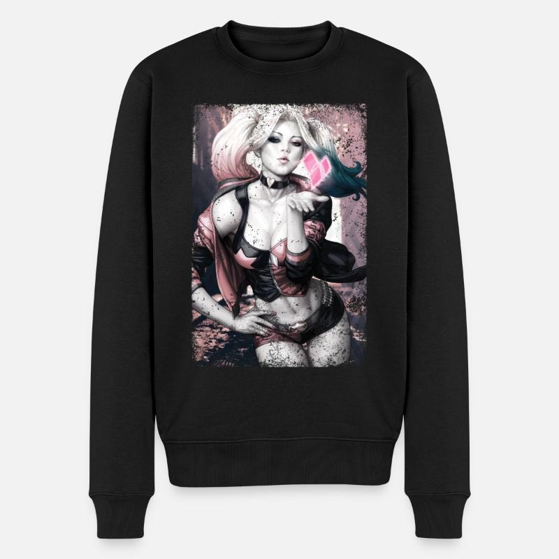 Harley Quinn Comic - Männer Premium Bio Pullover - Schwarz