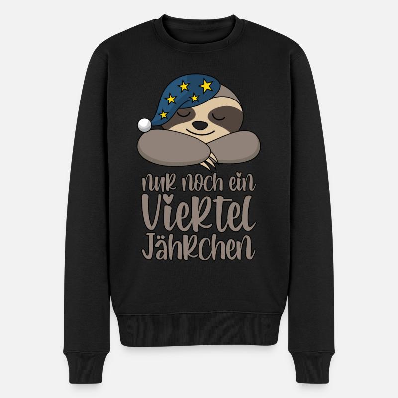 Faultier Schlafmütze Nur Noch Ein Viertel Jährchen - Männer Premium Bio Pullover - Schwarz