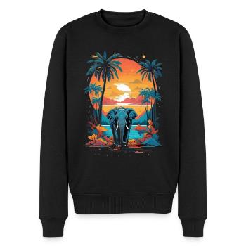 Urban Jungle Majesty: Farbenfroher Elefant - Männer Premium Bio Pullover - Schwarz - Vorne - Nico (187cm)