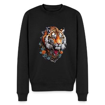 Majesté rugissante : embrassez le pouvoir du tigre - Pull Premium bio Homme - noir - Devant - Nico (187cm)