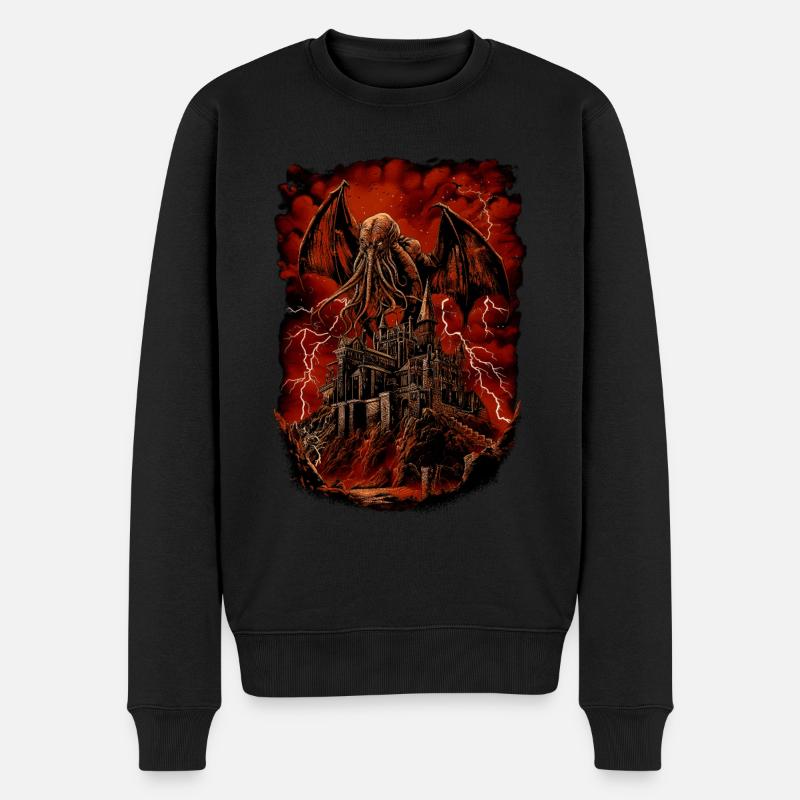 Aufstieg des Cthulhu - Männer Premium Bio Pullover - Schwarz