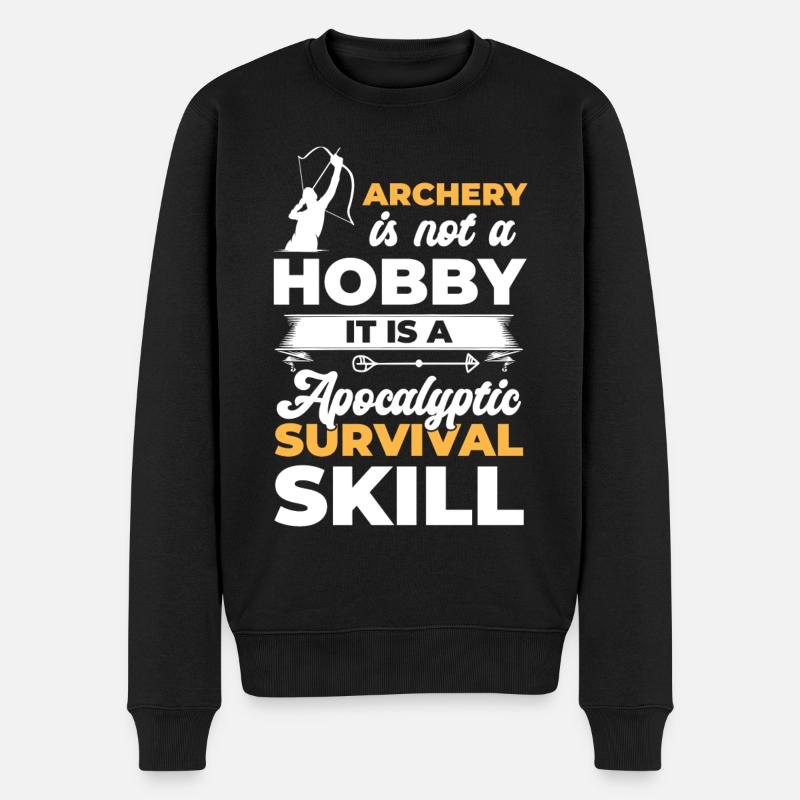 Bogenschütze Langbogen Hobby Treffer - Männer Premium Bio Pullover - Schwarz