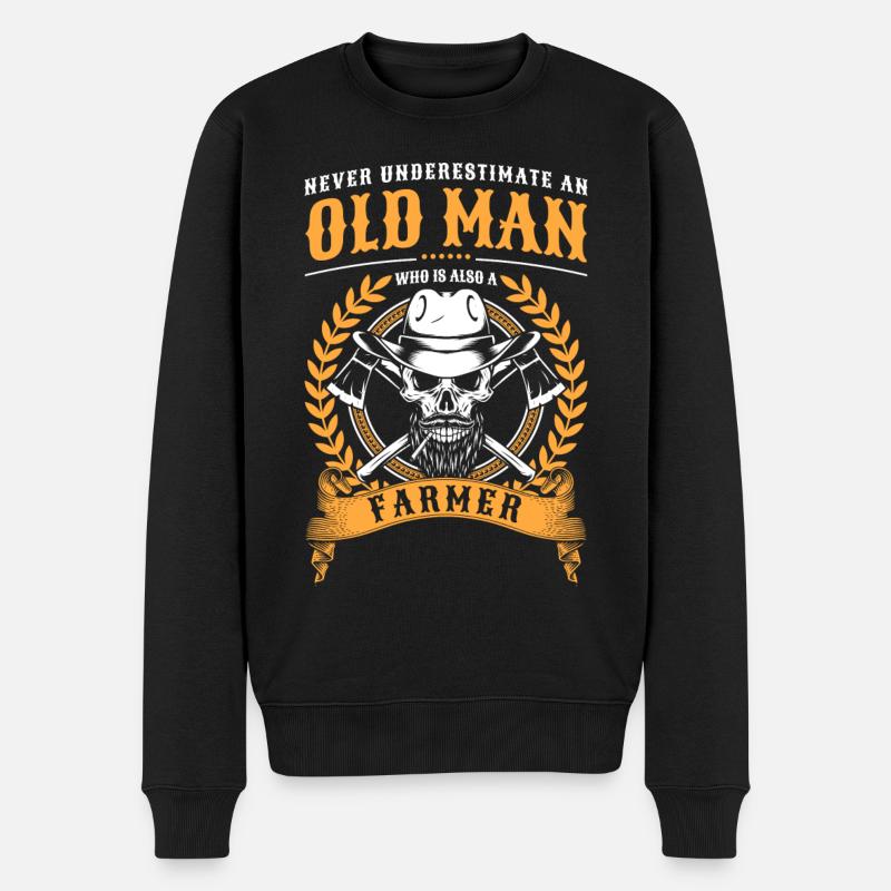 Bauer Acker Traktor Helden - Männer Premium Bio Pullover - Schwarz