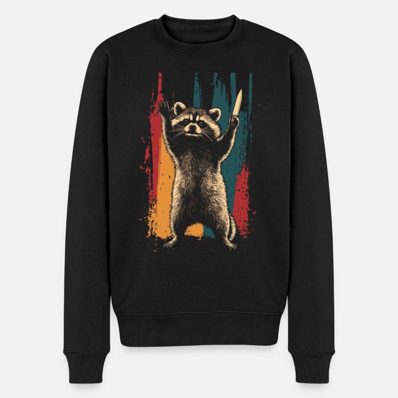Vilain raton laveur avec couteau - Pull Premium bio Homme - noir
