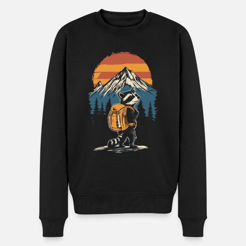 Waschbär Wandern Trekking - Männer Premium Bio Pullover - Schwarz
