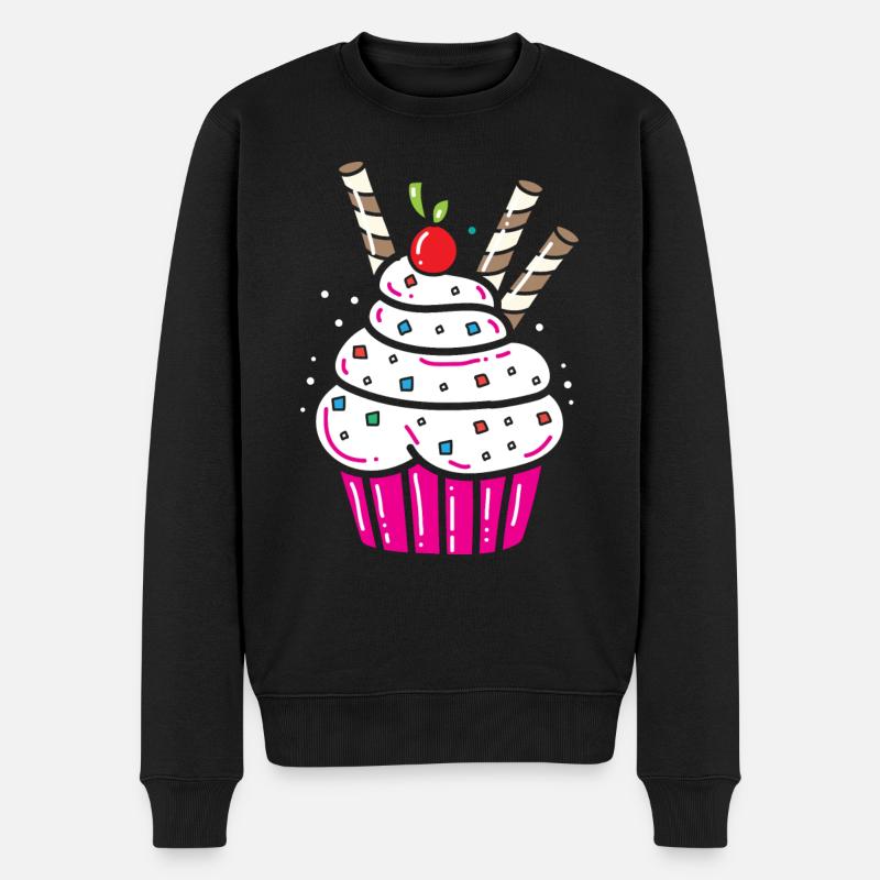 Cupcake White Frosting Backen Gebäck Sweet Tooth - Männer Premium Bio Pullover - Schwarz