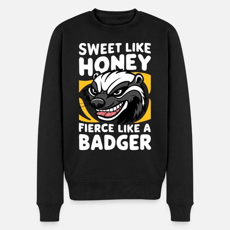 Dachs Honigdachs Tier - Männer Premium Bio Pullover - Schwarz
