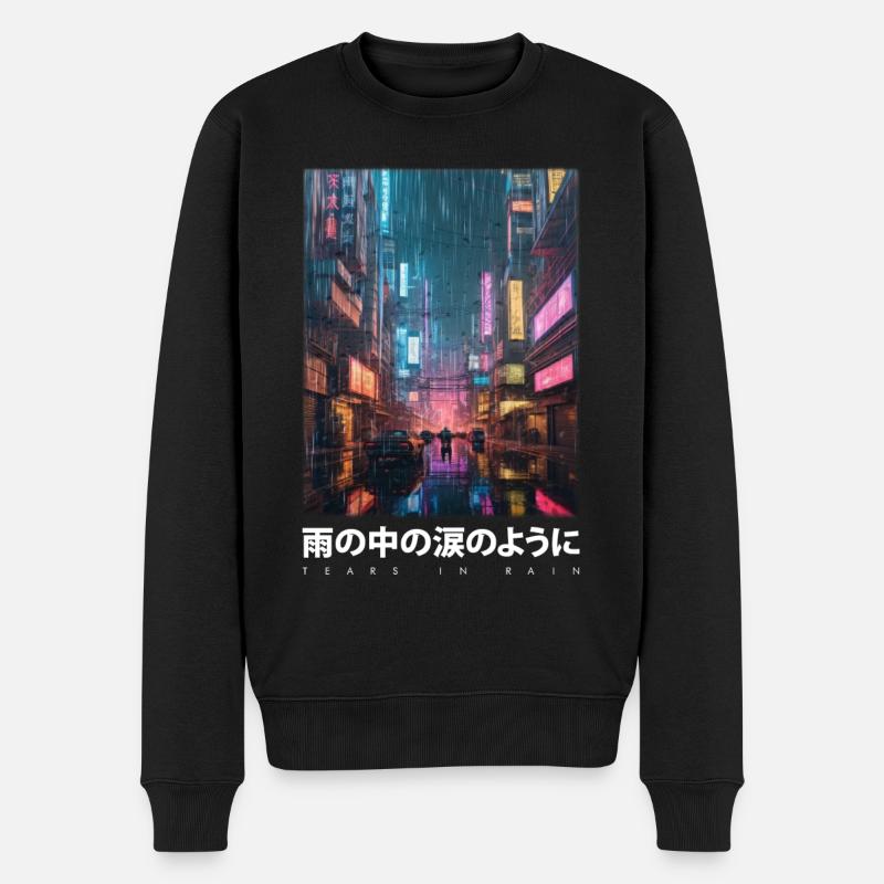 Tears In Rain Cyberpunk T-Shirt - Männer Premium Bio Pullover - Schwarz