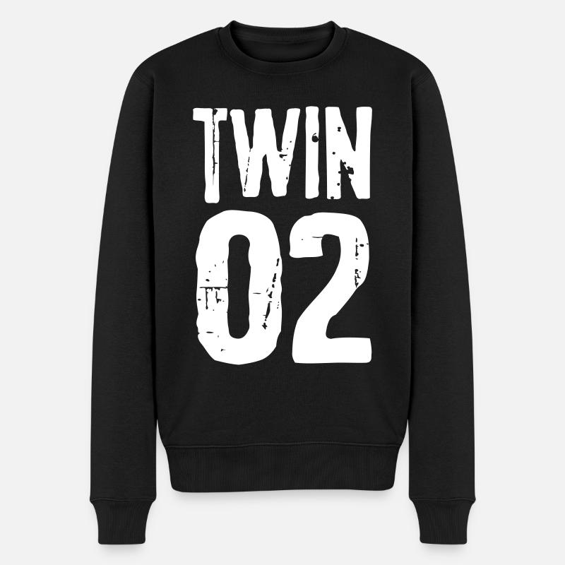 Twin 01 02 Zwillinge Partnerlook Zwilling Geschenk - Männer Premium Bio Pullover - Schwarz