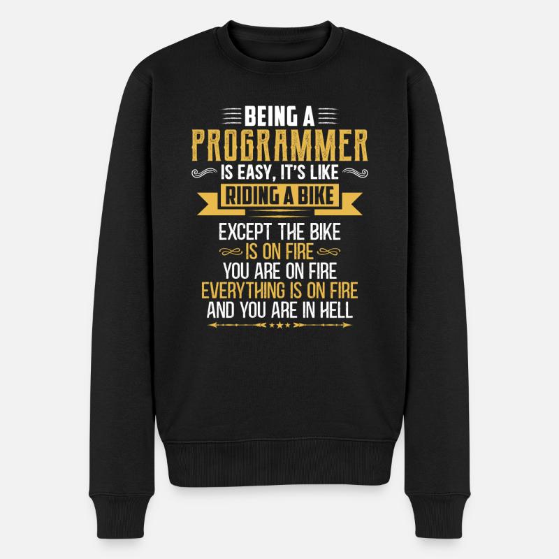 Being a Programmer is easy it's like riding a bike - Männer Premium Bio Pullover - Schwarz
