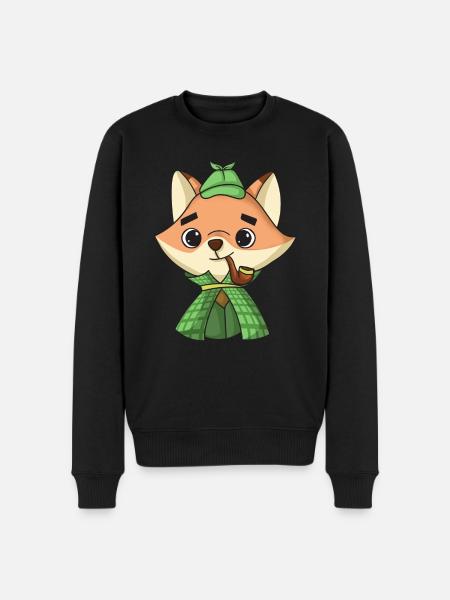 Fuchs-Detektiv - Männer Premium Bio Pullover - Schwarz