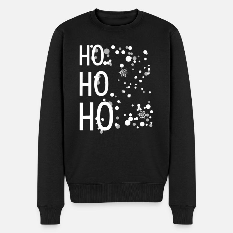 ho ho ho Schneeflocken Weihnachtsmann - Männer Premium Bio Pullover - Schwarz