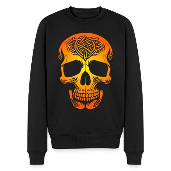 Goldener Kelten Totenkopf - Männer Premium Bio Pullover - Schwarz - Vorne - Nico (187cm)