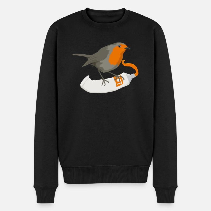Rotkehlchen - Männer Premium Bio Pullover - Schwarz