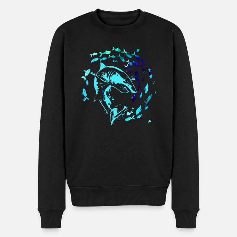 fischschwarm,fische,malerei,graffiti,Hai - Männer Premium Bio Pullover - Schwarz