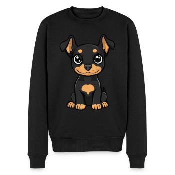 Doberman Chien Mignon - Pull Premium bio Homme - noir - Devant - Nico (187cm)