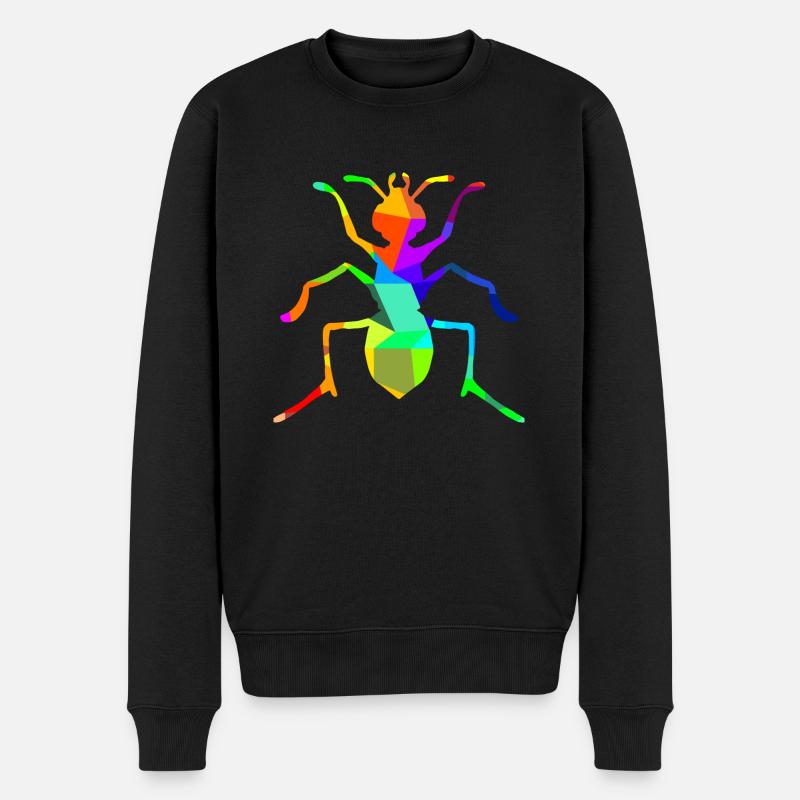 fourmi insecte arc-en-ciel animaux polygone - Pull Premium bio Homme - noir