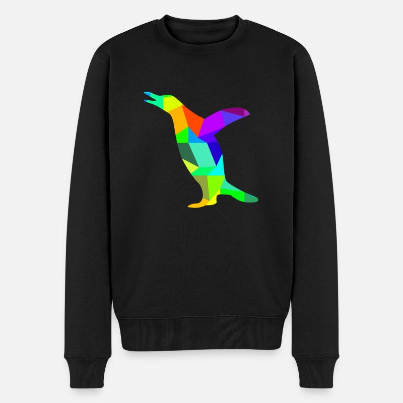 Pingouin arc-en-ciel animaux polygone - Pull Premium bio Homme - noir