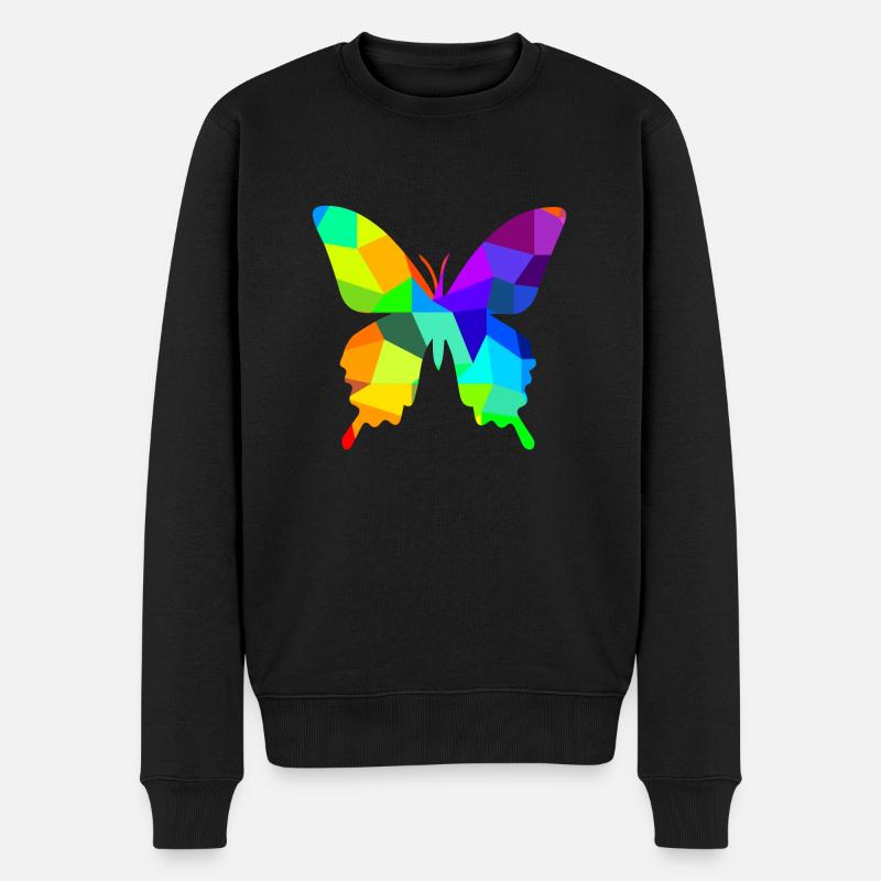 Papillon arc-en-ciel animaux polygone - Pull Premium bio Homme - noir