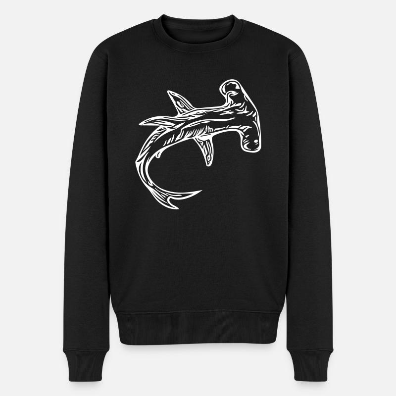 Vintage Retro Hammerhai Vector - Männer Premium Bio Pullover - Schwarz