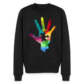 Autismus Hand Awareness Day - Männer Premium Bio Pullover - Schwarz - Vorne - Nico (187cm)