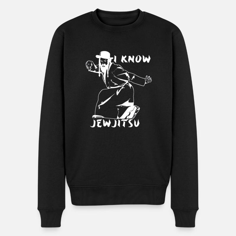 Ich kenne JewJitsu Tanz Horah Jiu Jitsu Rabbi - Männer Premium Bio Pullover - Schwarz