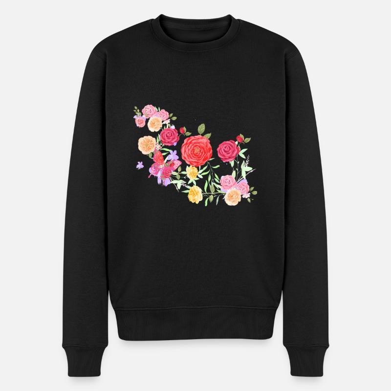 laurier-rose,fleur,roses,vigne,floral,fleurs - Pull Premium bio Homme - noir
